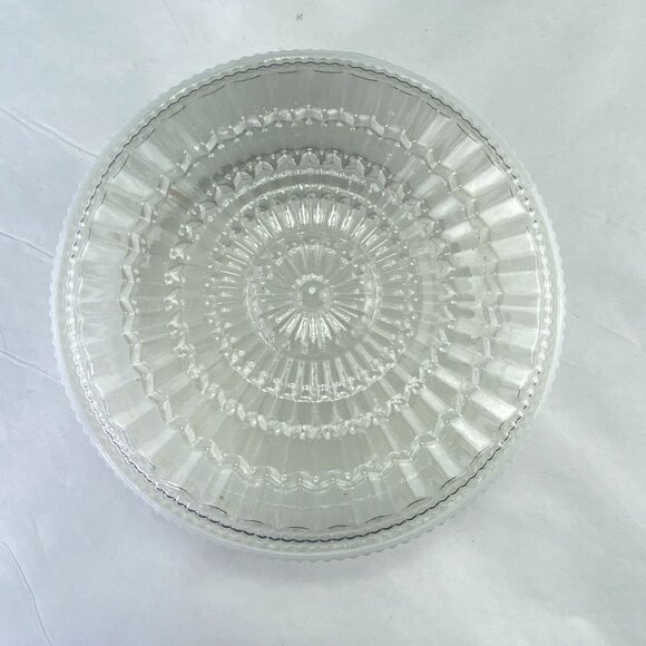 Vintage Ribbed Glass Drum Shade White Clear 7.5 inch Fitter - Picture 5 of 10